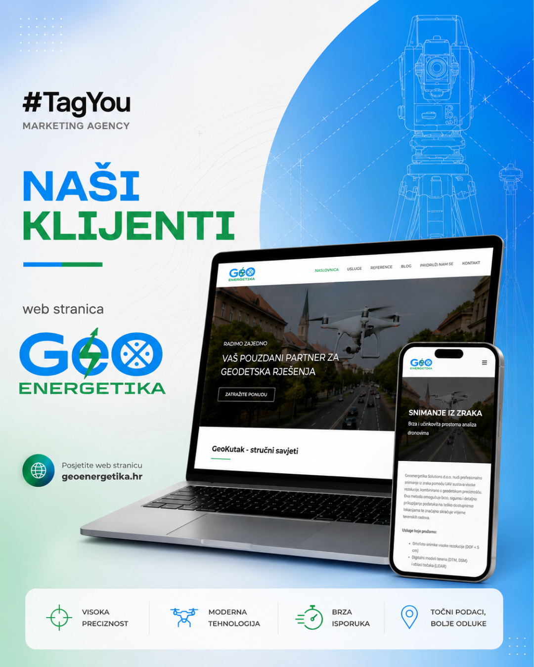 Web stranica Geoenergetika Solutions na računalu i mobitelu