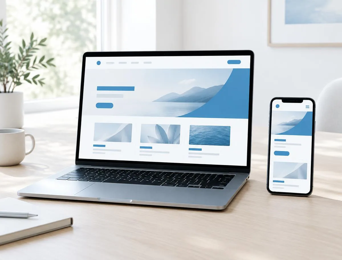 Prikaz web-stranice na laptopu i mobitelu